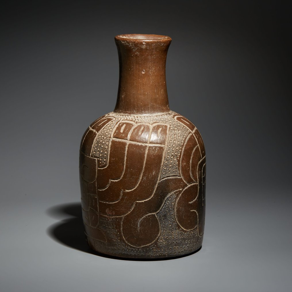 Cupisnique, Perú Terrakotta Viktig cupisnique-flaske, beste stil. 17 cm Høyde. Spansk eksportlisens. TL-test, #2.1