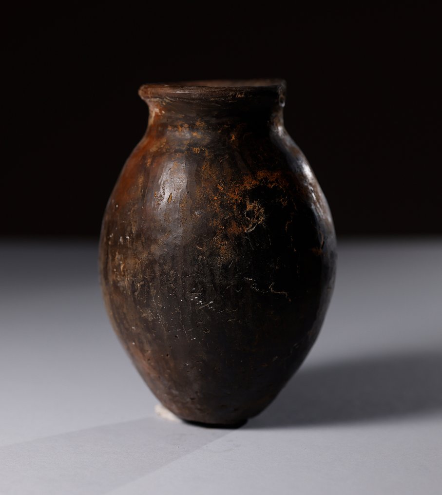 Αρχαία Αιγυπτιακή Καμμένη τερακότα Αιγυπτιακό βάζο για μπύρα - 16 cm #1.1