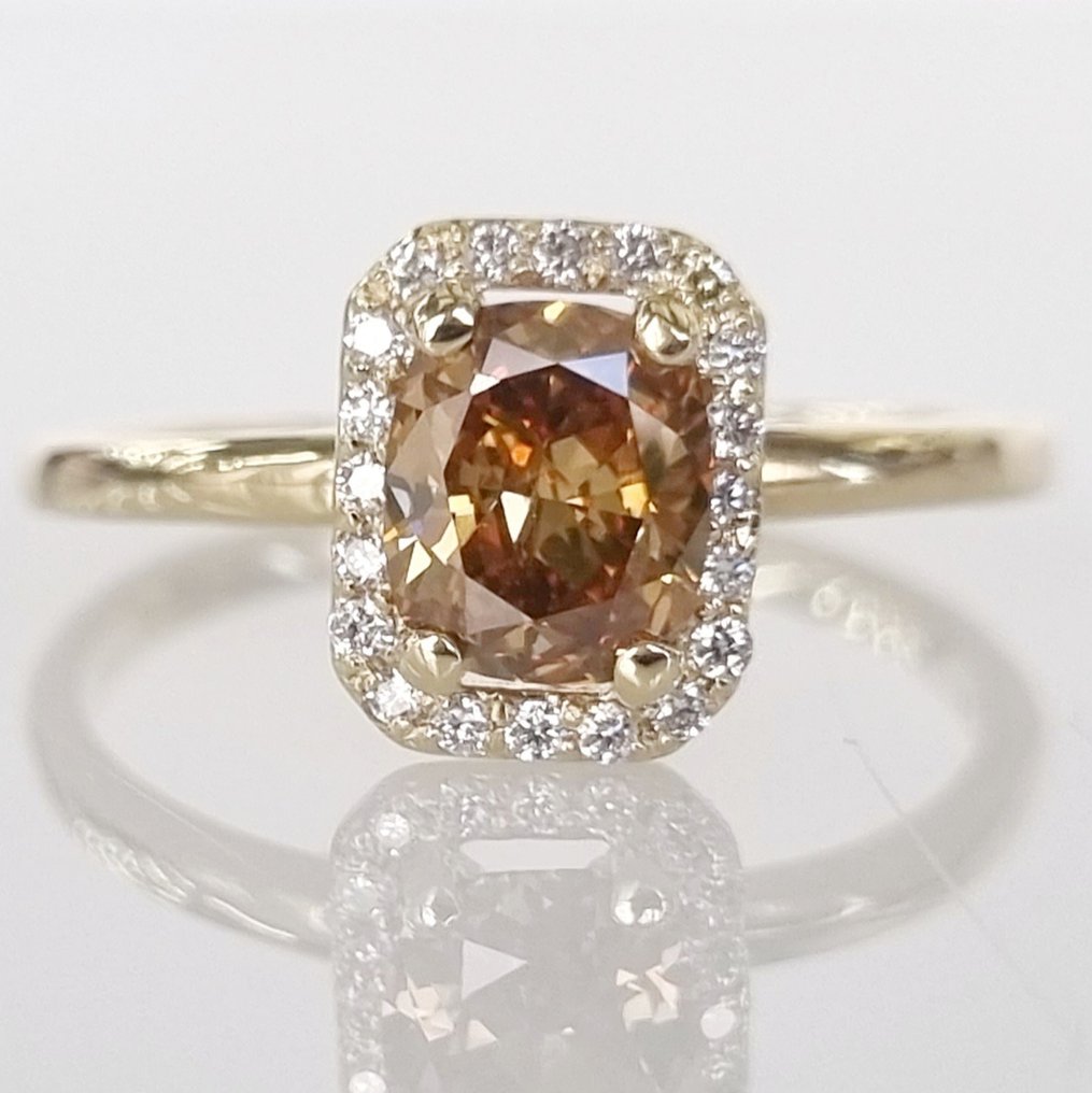 Koktél gyűrű Sárga arany Gyémánt  (Természetes) #3.2