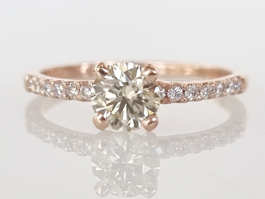 订婚戒指 - 14K包金 玫瑰金 -  0.67 tw. 钻石  (天然) #3.2