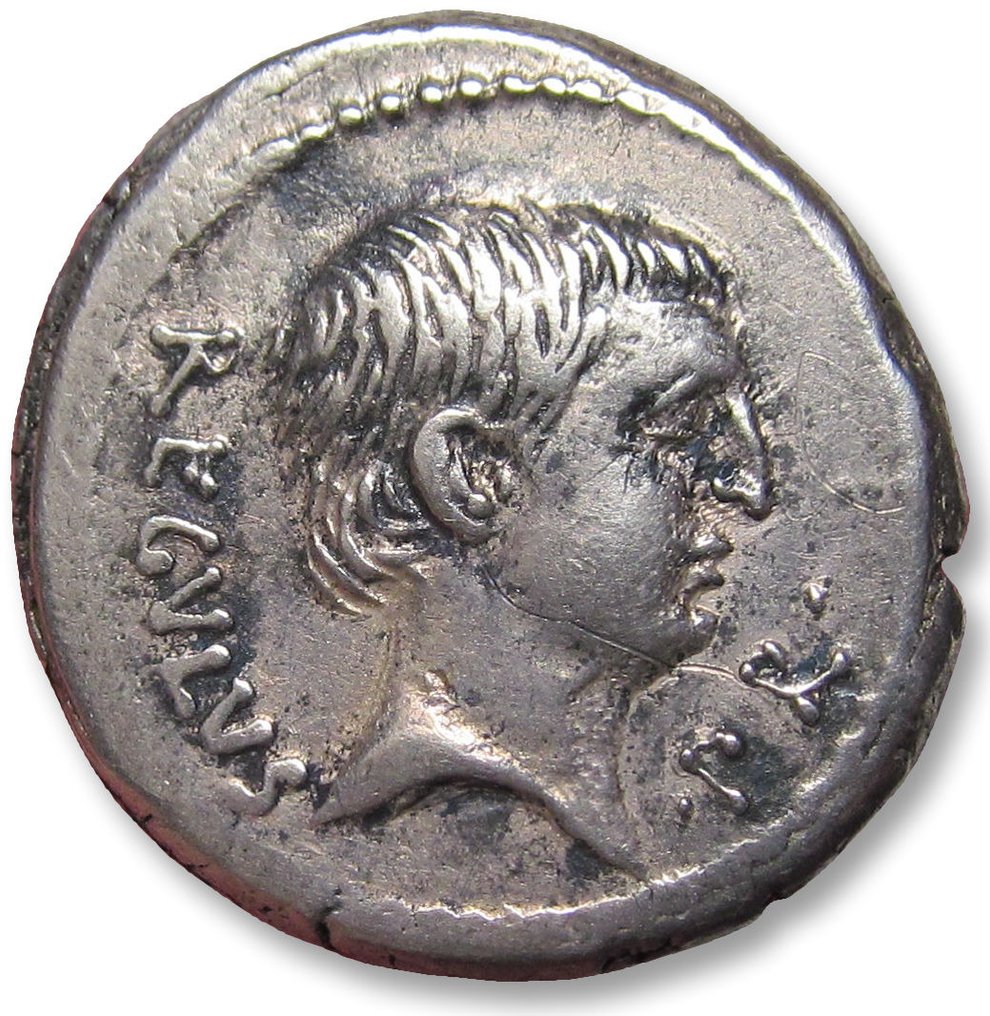 Roman Republic. L. Livineius Regulus, 42 f.Kr.. Denarius Rome mint - beautifully struck for the type - #1.2