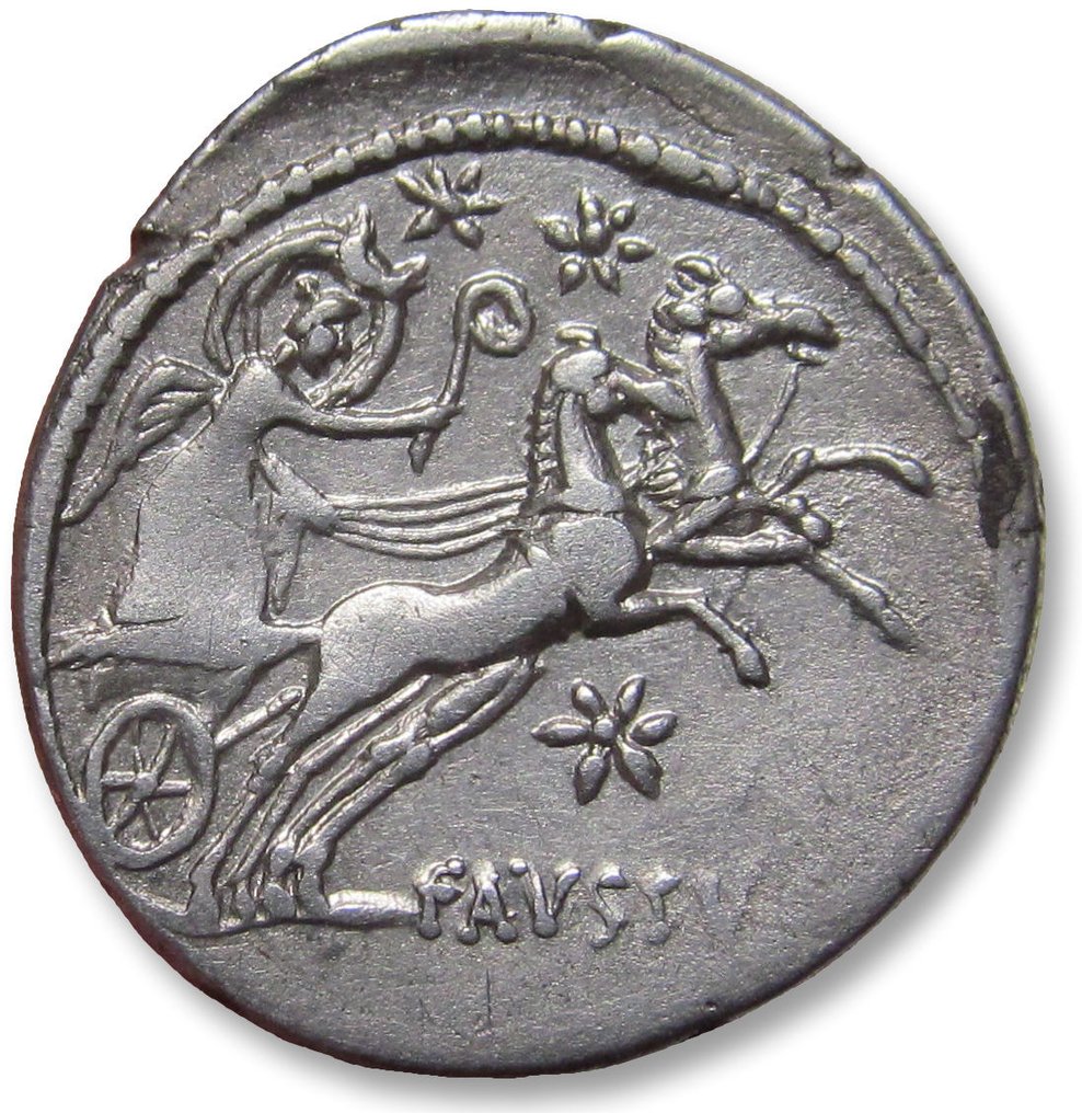 Romerska republiken. Faustus Cornelius Sulla, 56 BC. Denarius Rome mint #1.2