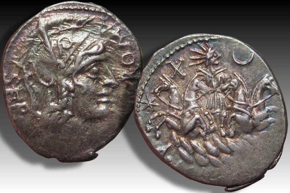 República Romana. A. Manlius Q. f. Sergianus. Denarius Rome 118-107 B.C. - beautifully struck for this rare cointype - #2.1