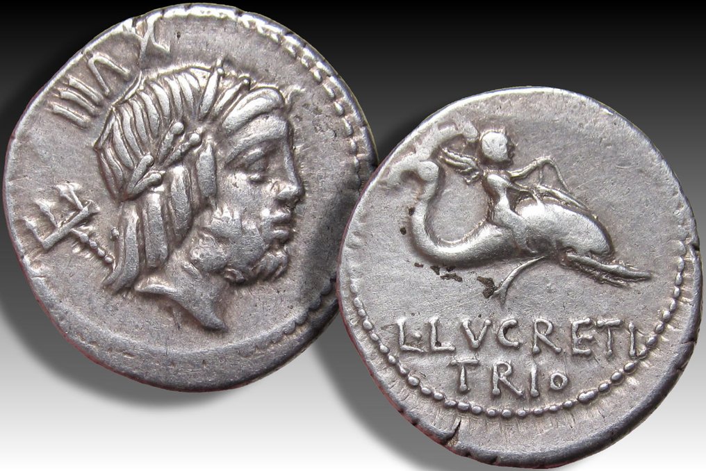 罗马共和国. L. Lucretius Trio. Denarius Rome mint 76 B.C. - nicely centered - #2.1