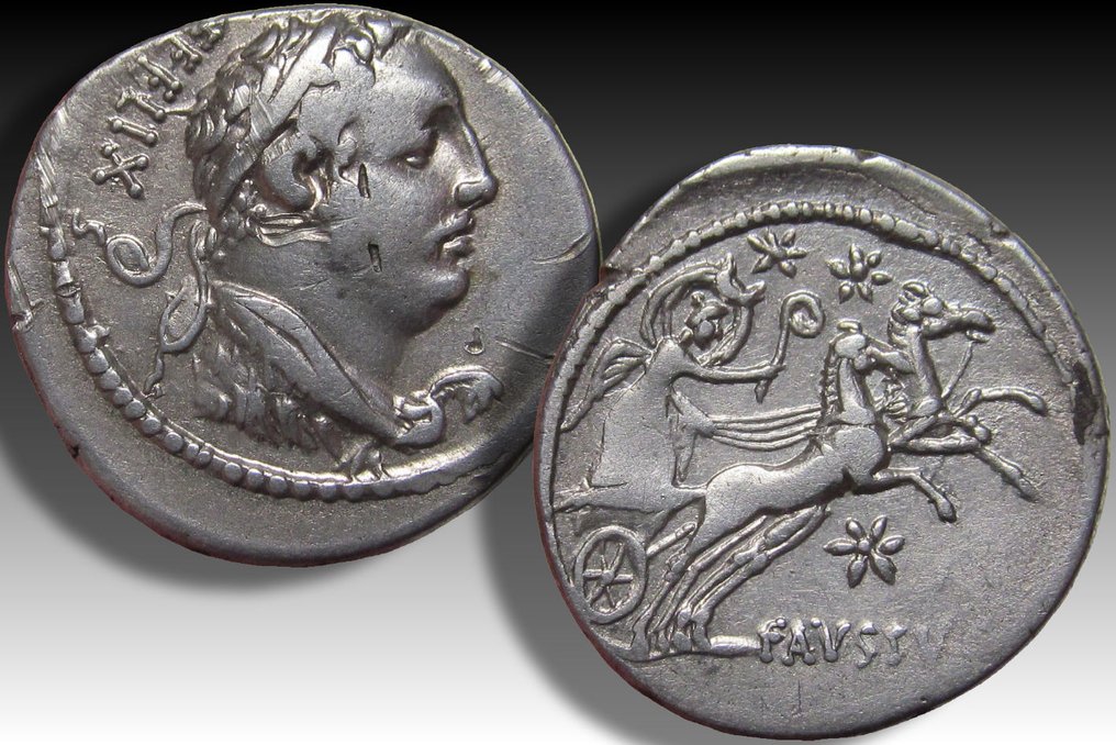 Republica Romană. Faustus Cornelius Sulla, 56 î.Hr.. Denarius Rome mint #2.1