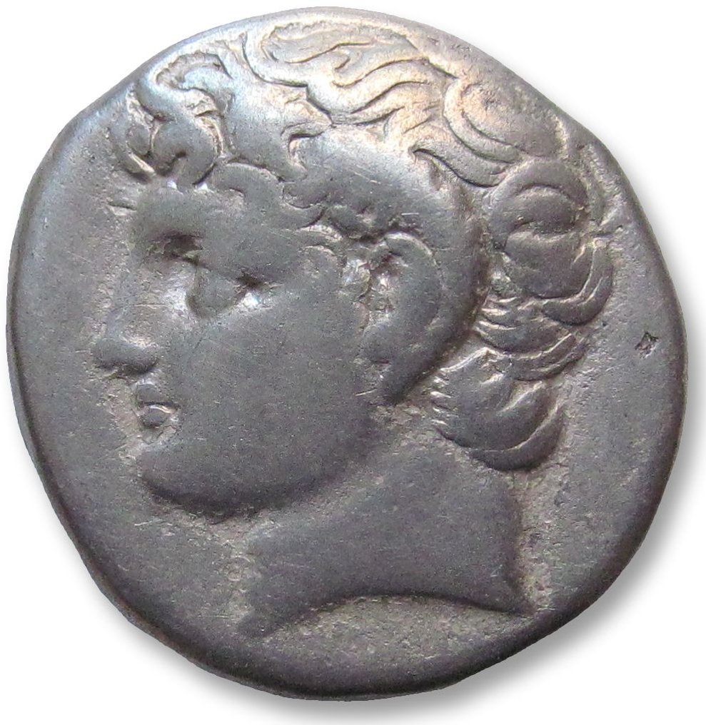 Cirenaica, Cirene. Didrachm time of Magas circa 294-275 B.C. - coiled serpent + monogram - EX CNG Triton XXVI, with ticket #1.1