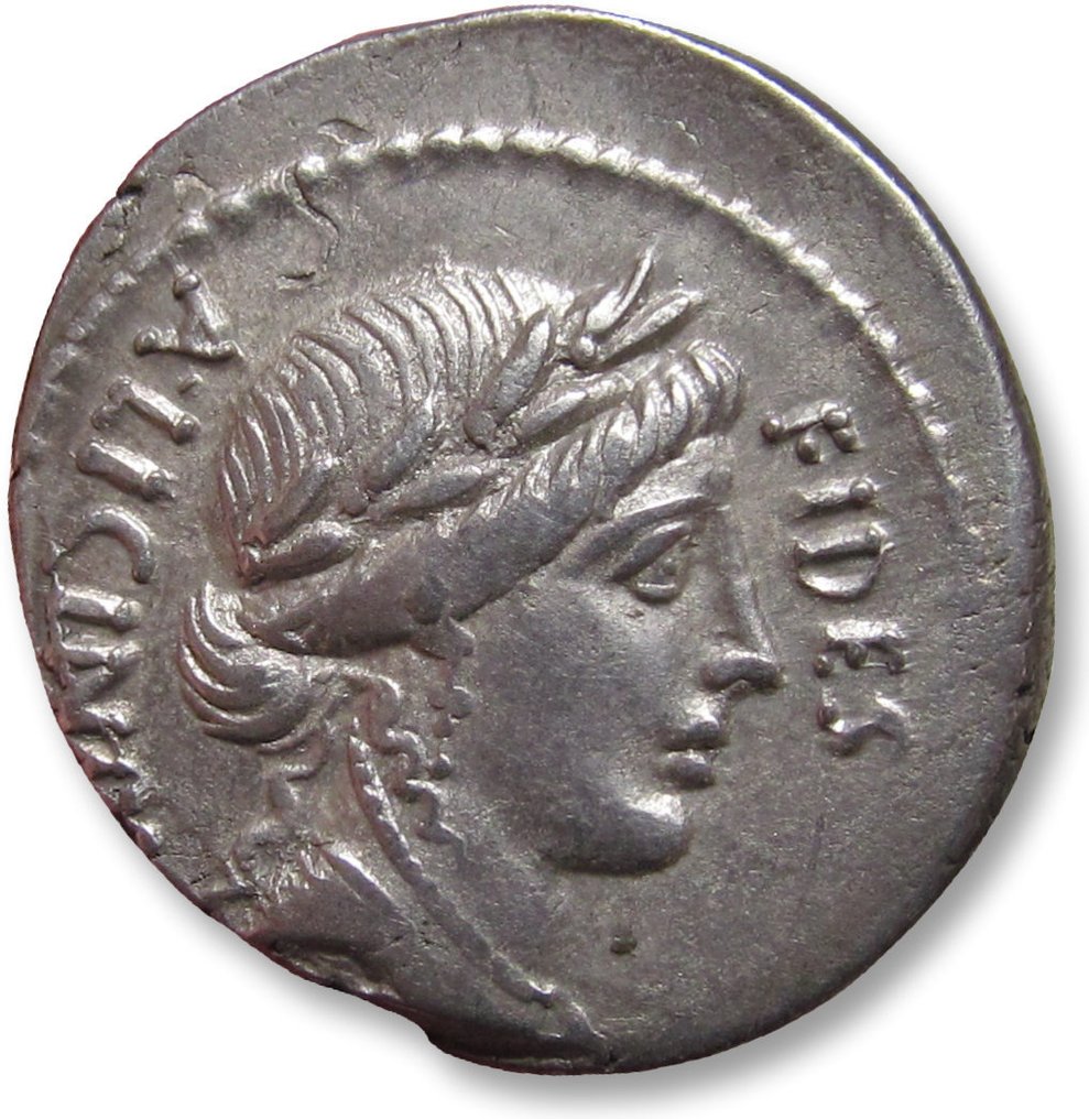 罗马共和国. A. Licinius Nerva. Denarius Rome mint 47 B.C. - scarcer type in great condition - #1.2