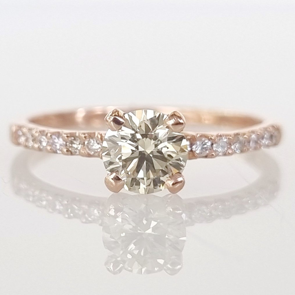 Inel de logodnă - 14 ct. Aur roz -  0.67ct. tw. Diamant  (Natural) #2.3