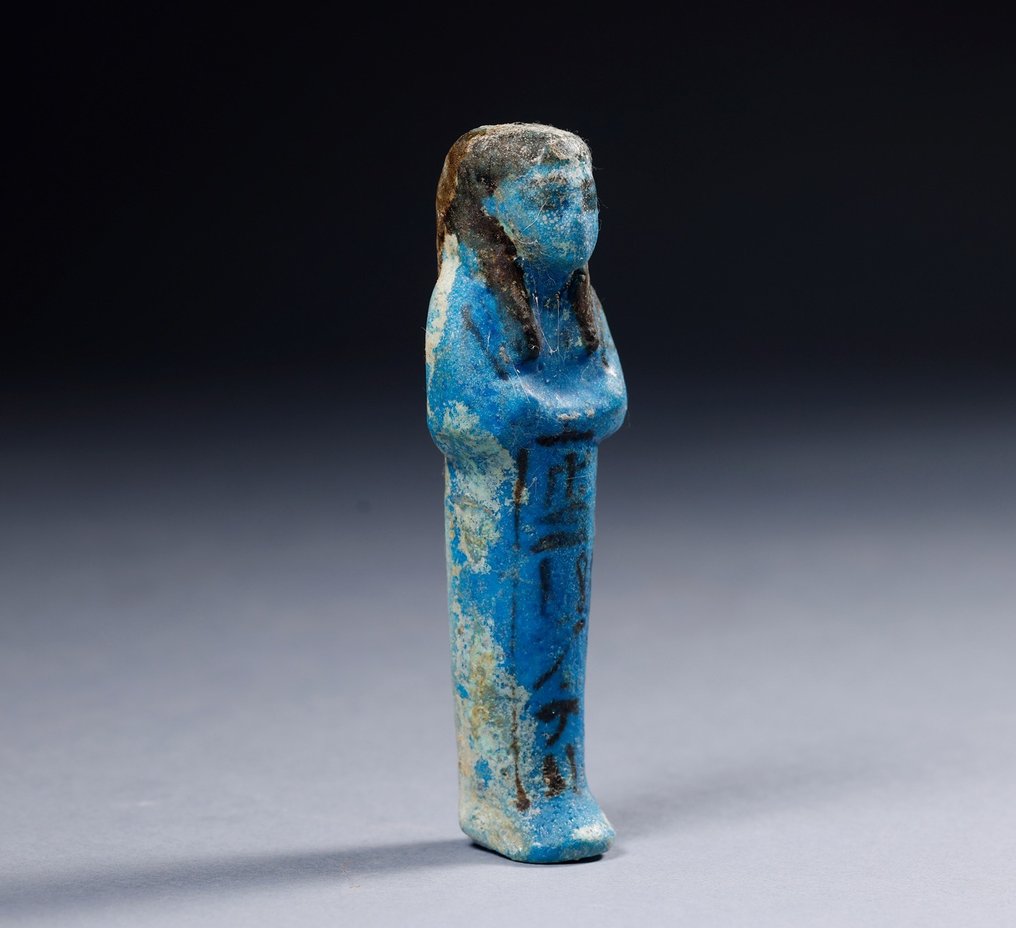 Ancient Egyptian Faience Superb Shabti for Mimaathathor with report. - 12 cm #2.1