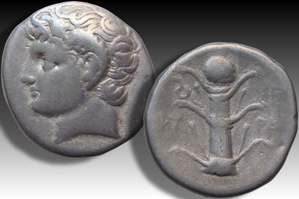Cirenaica, Cirene. Didrachm time of Magas circa 294-275 B.C. - coiled serpent + monogram - EX CNG Triton XXVI, with ticket #2.1