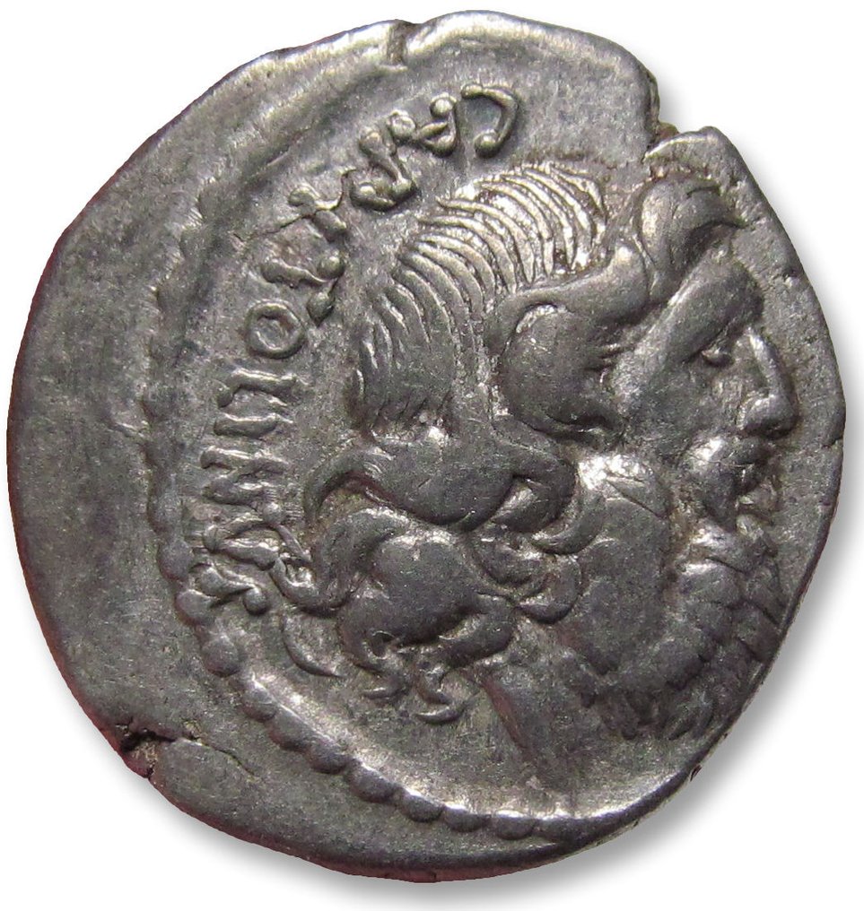 Romerska republiken. Petillius Capitolinus, 43 f.Kr.. Denarius Rome mint - scarcer cointype - #1.2