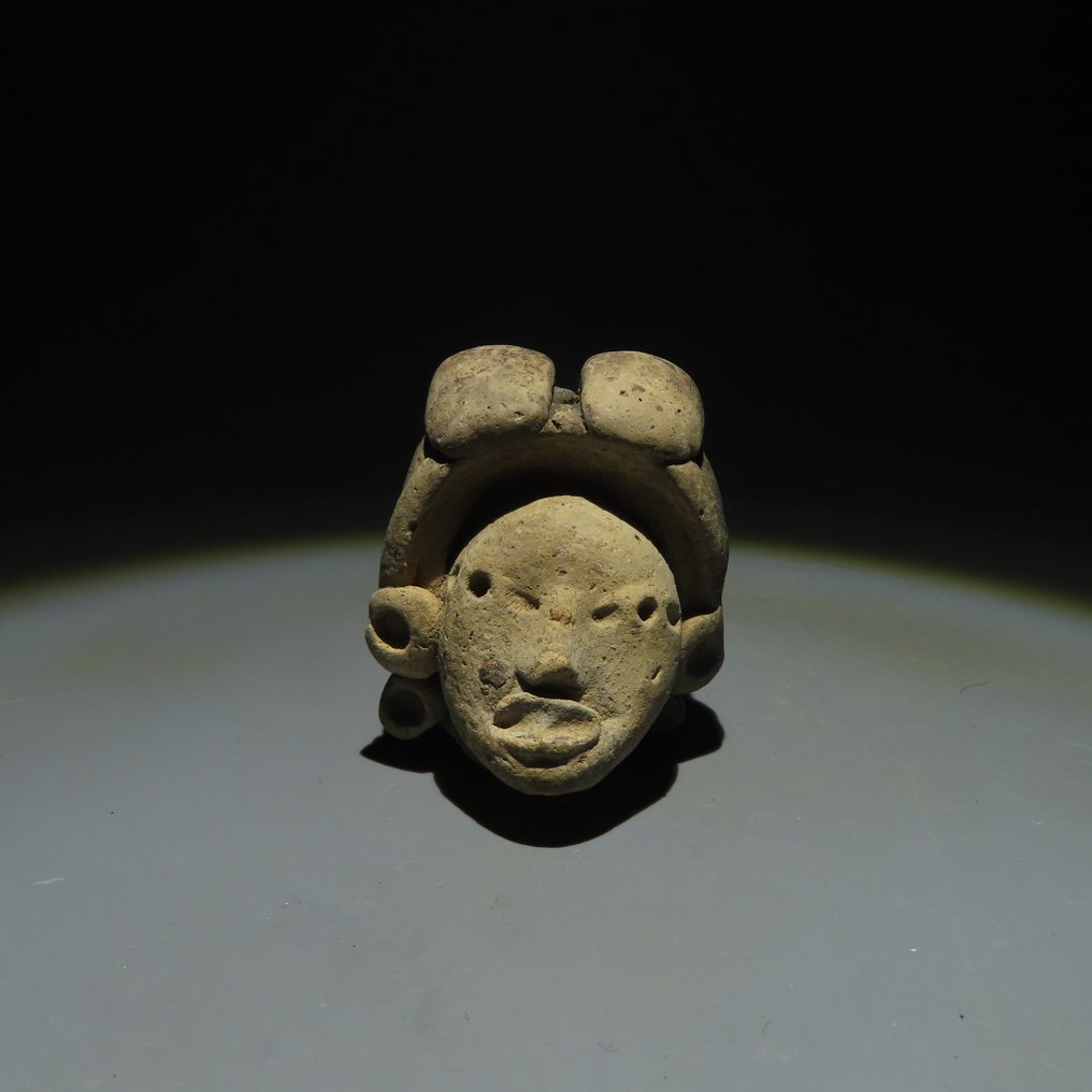 Huasteca, Mexico Terracotta Head Figure. 400-800 AD. 5.5 cm. Spanish Import License. #1.1