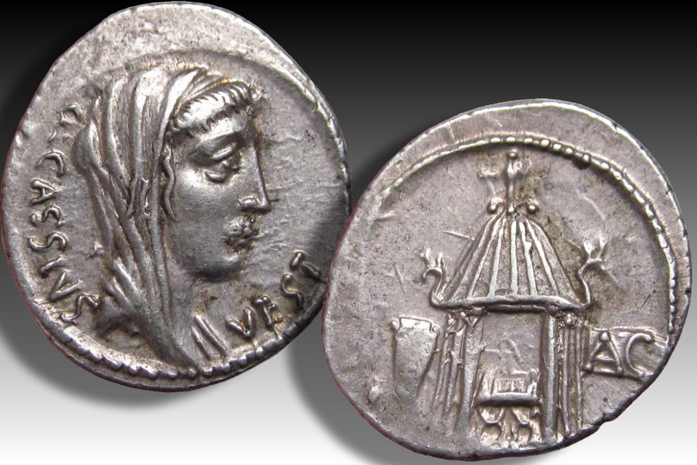 罗马共和国. Q. Cassius Longinus. Denarius Rome mint 55 B.C. #2.1
