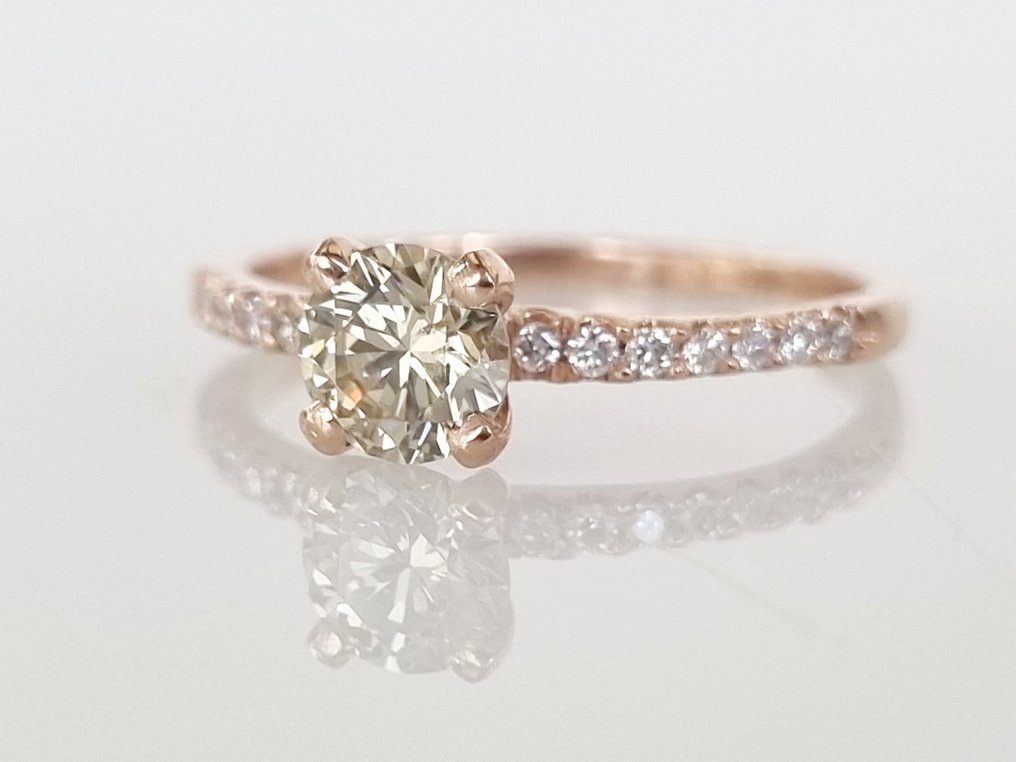 Inel de logodnă - 14 ct. Aur roz -  0.67ct. tw. Diamant  (Natural) #1.1