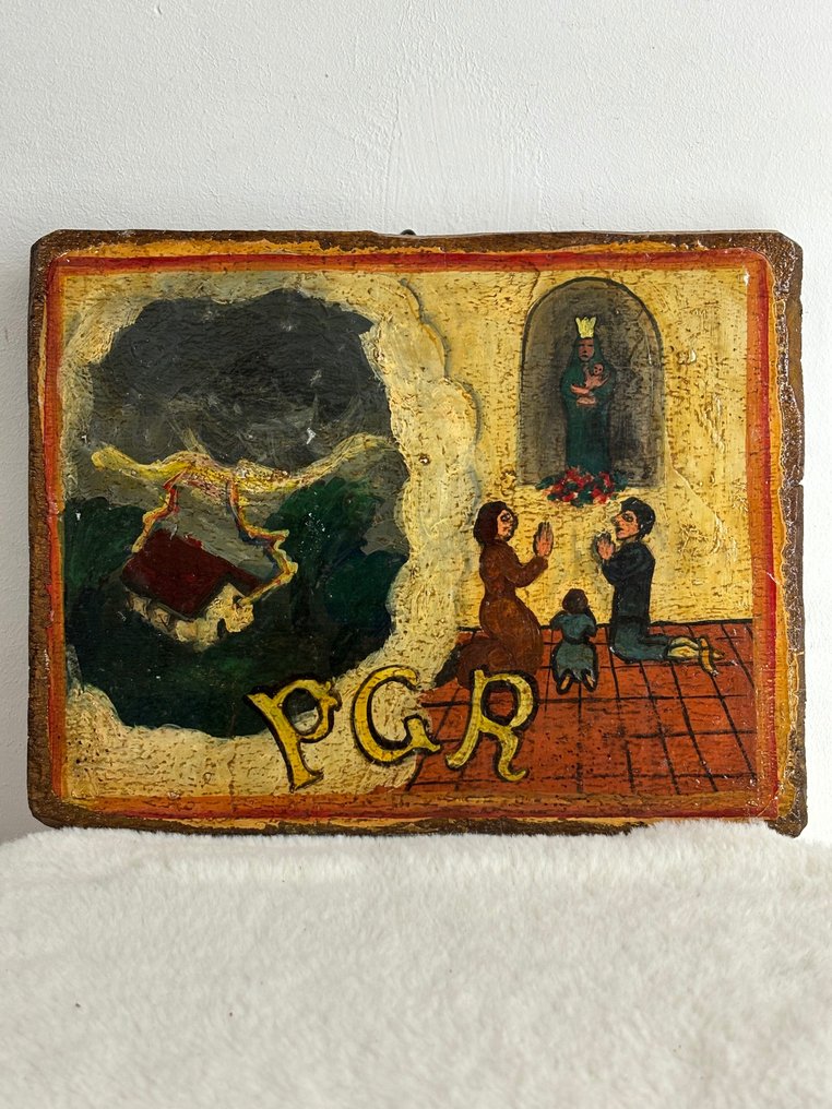  Votiefgeschenk - Handbeschilderd houten tablet voor Grace Ontvangen - 1800-1900  #1.1