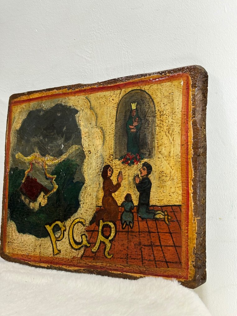  Exvoto - Tableta de madera pintada a mano para Gracia Recibida - 1800-1900  #1.2