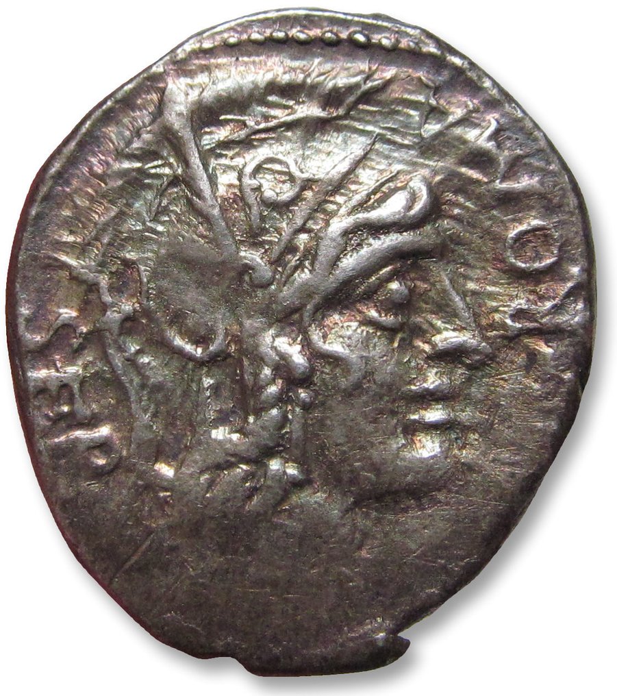 Romerska republiken. A. Manlius Q. f. Sergianus. Denarius Rome 118-107 B.C. - beautifully struck for this rare cointype - #1.2