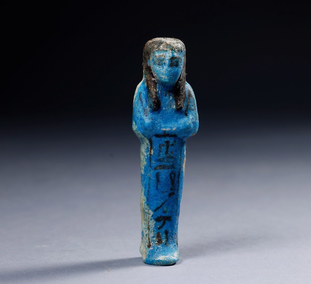 Ancient Egyptian Faience Superb Shabti for Mimaathathor with report. - 12 cm #1.1