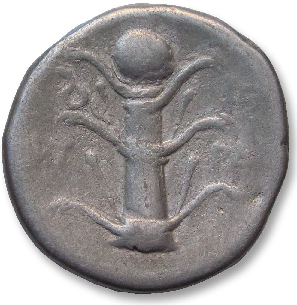 昔蘭尼加，Kyrene. Didrachm time of Magas circa 294-275 B.C. - coiled serpent + monogram - EX CNG Triton XXVI, with ticket #1.2