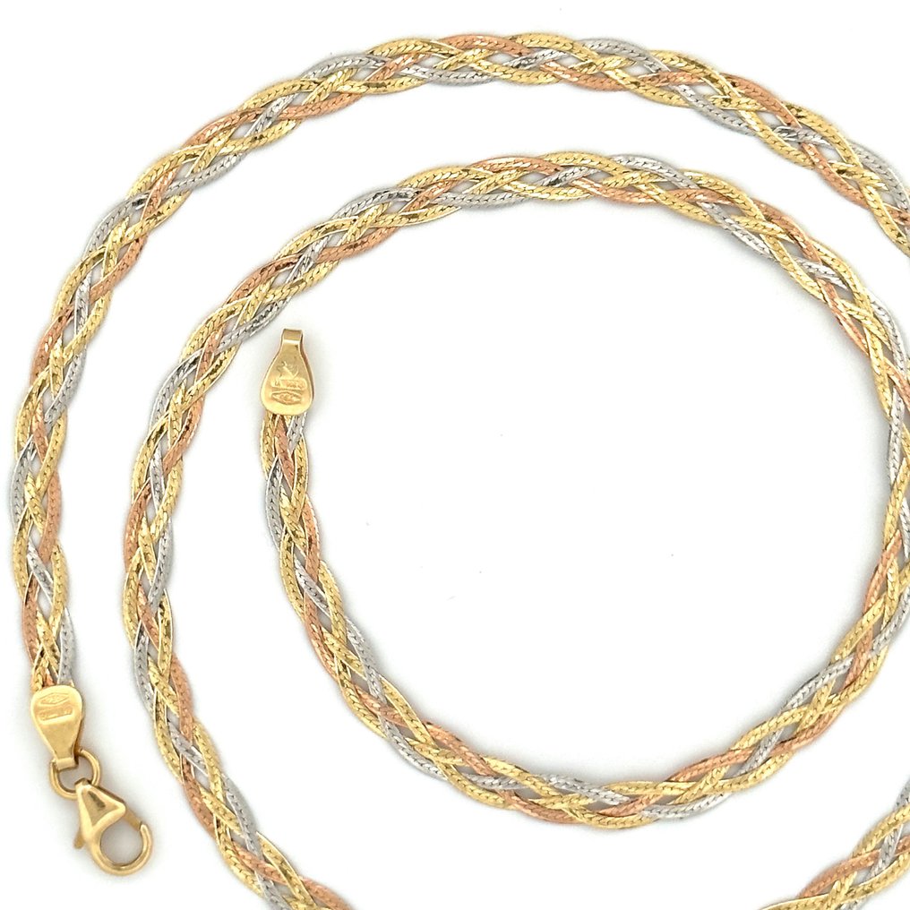 - 6.6 gr - 45 cm - 18 Kt - 貼頸頸鏈 玫瑰金, 白金, 黃金 #1.2