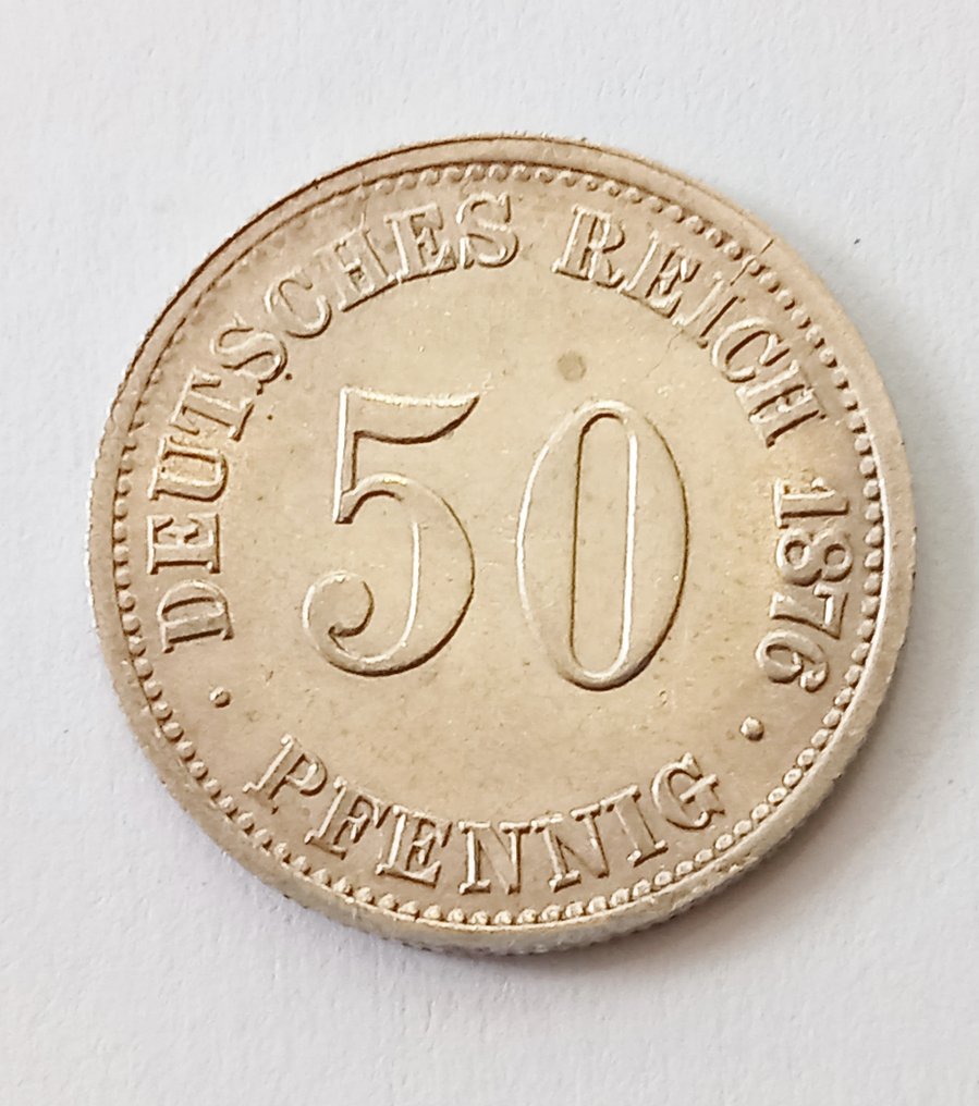 Tyska riket. 50 Pfennig 1876 C, Erhaltung  (Utan reservationspris) #1.2