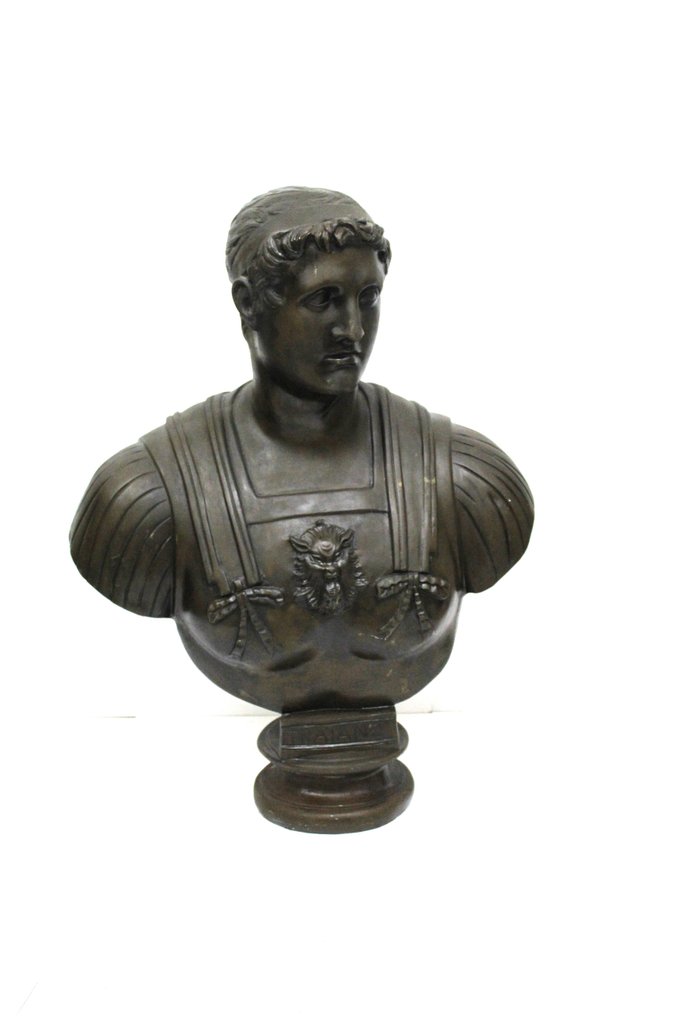 雕刻, imperatore Traiano - 88 cm - 青銅色 #1.1