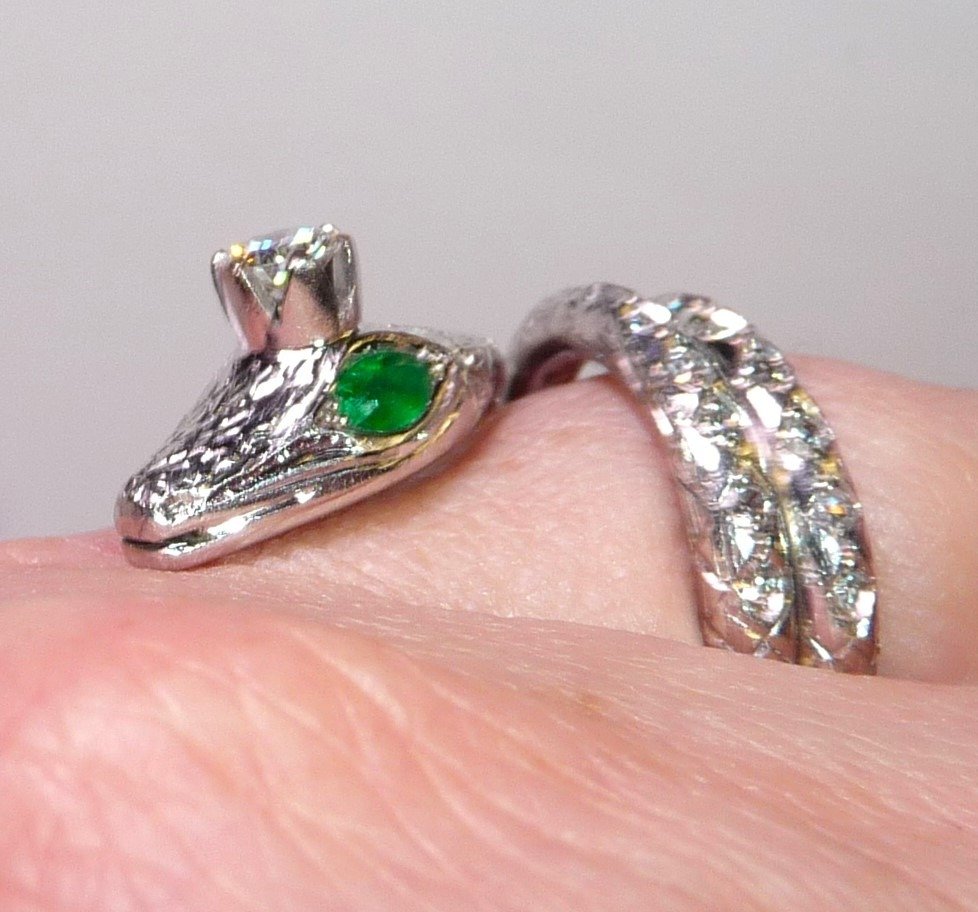 Ring - 18 kt. White gold - 1.10ct. tw. Diamond (Natural) - Emerald - 23 grams! 56 grams changeable #3.2