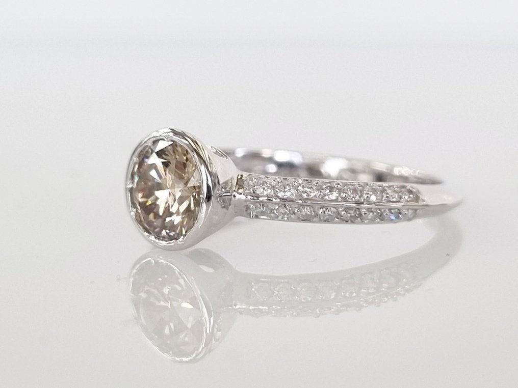 Bague de fiançailles - 14 carats Or blanc -  0.86 tw. Diamant  (Naturelle) #2.2