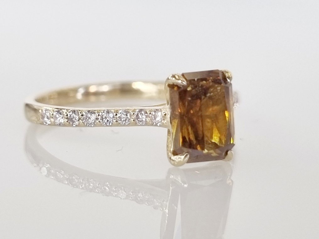 Jegygyűrű - 14 kt. Sárga arany -  1.26 tw. Gyémánt  (Természetes) #2.1