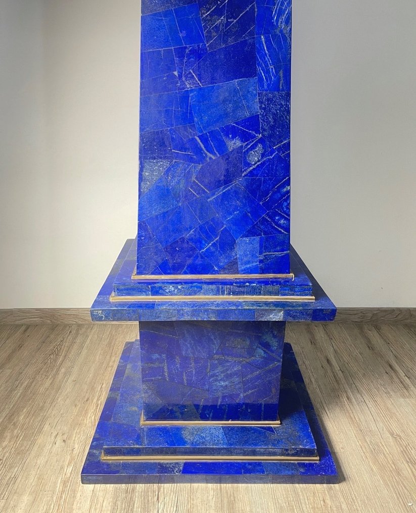Rare handmade lapis lazuli Obelisk - Height: 225 cm - Width: 55 cm- 93.89 kg - (1) #2.1