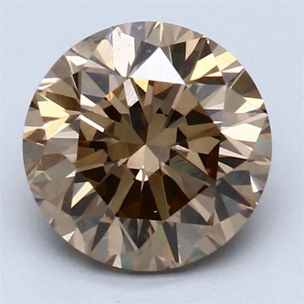1 pcs Diamant  (Naturligt färgad)  - 2.02 ct - Rund - Fancy Orangeaktig Brun - VS1 - Antwerp International Gemological Laboratories (AIG Israel) #1.2