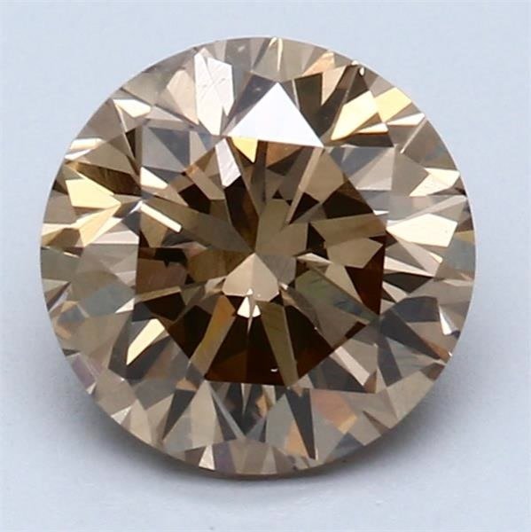 1 pcs Diamant  (Naturligt färgad)  - 2.02 ct - Rund - Fancy Orangeaktig Brun - VS1 - Antwerp International Gemological Laboratories (AIG Israel) #1.1
