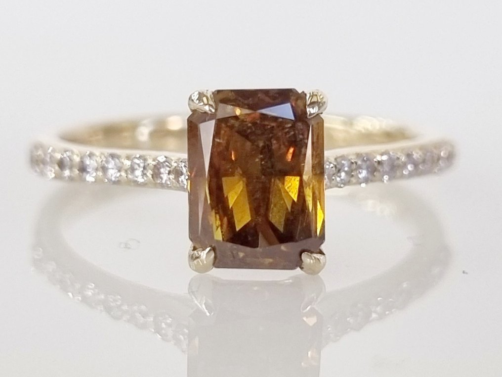 订婚戒指 - 14K包金 黄金 -  1.26ct. tw. 钻石  (天然) #1.1