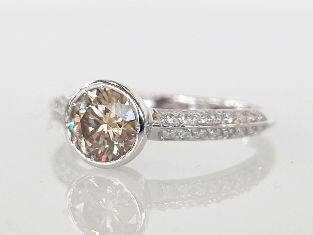 Engagement ring - 14 kt. White gold -  0.86 tw. Diamond  (Natural) #3.2