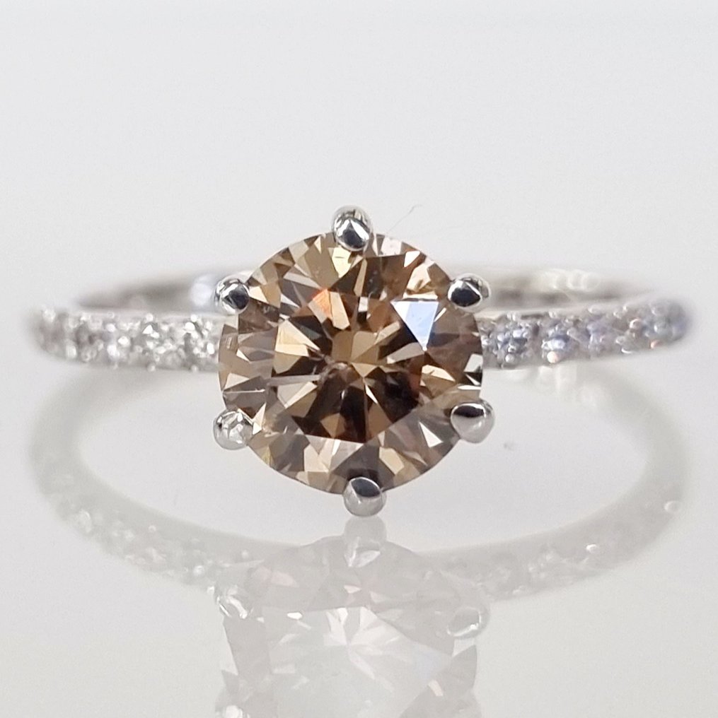 订婚戒指 - 14K包金 白金 -  1.15 tw. 钻石  (天然) #1.1
