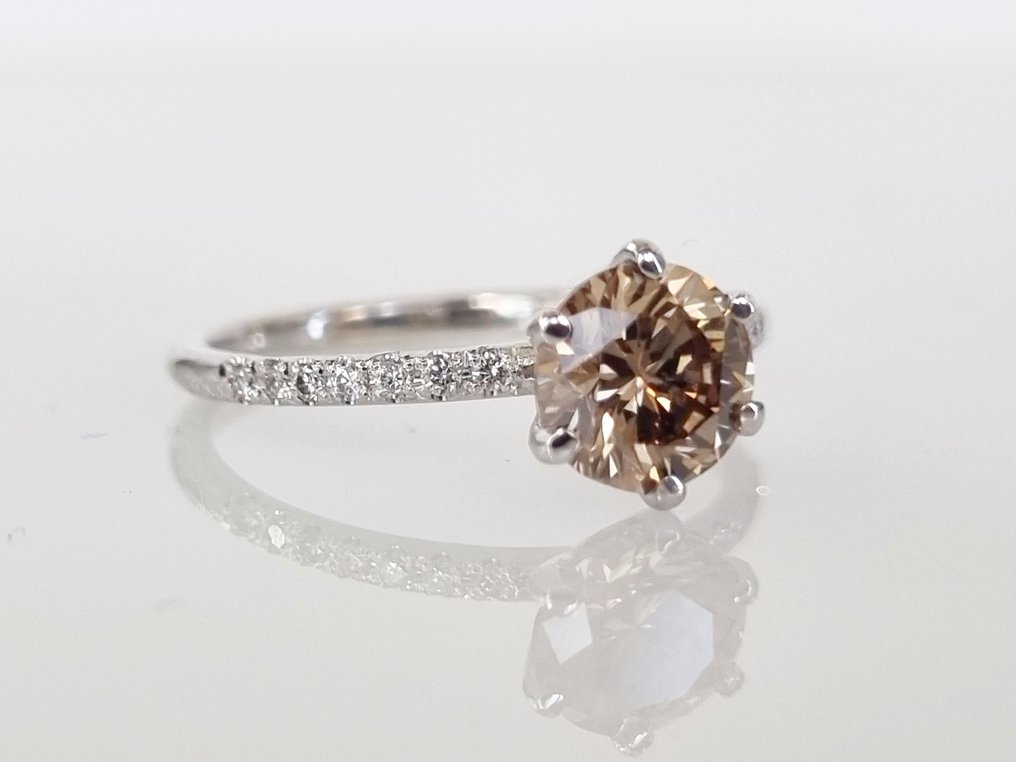 订婚戒指 - 14K包金 白金 -  1.15 tw. 钻石  (天然) #2.1