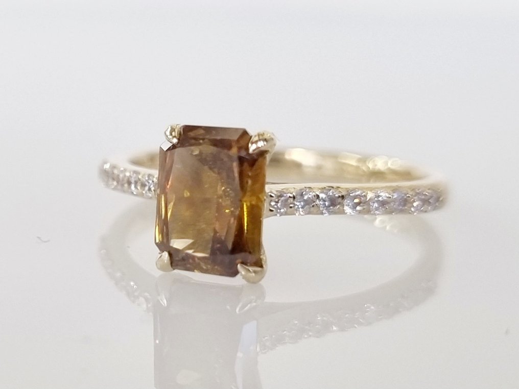 Jegygyűrű - 14 kt. Sárga arany -  1.26 tw. Gyémánt  (Természetes) #2.2
