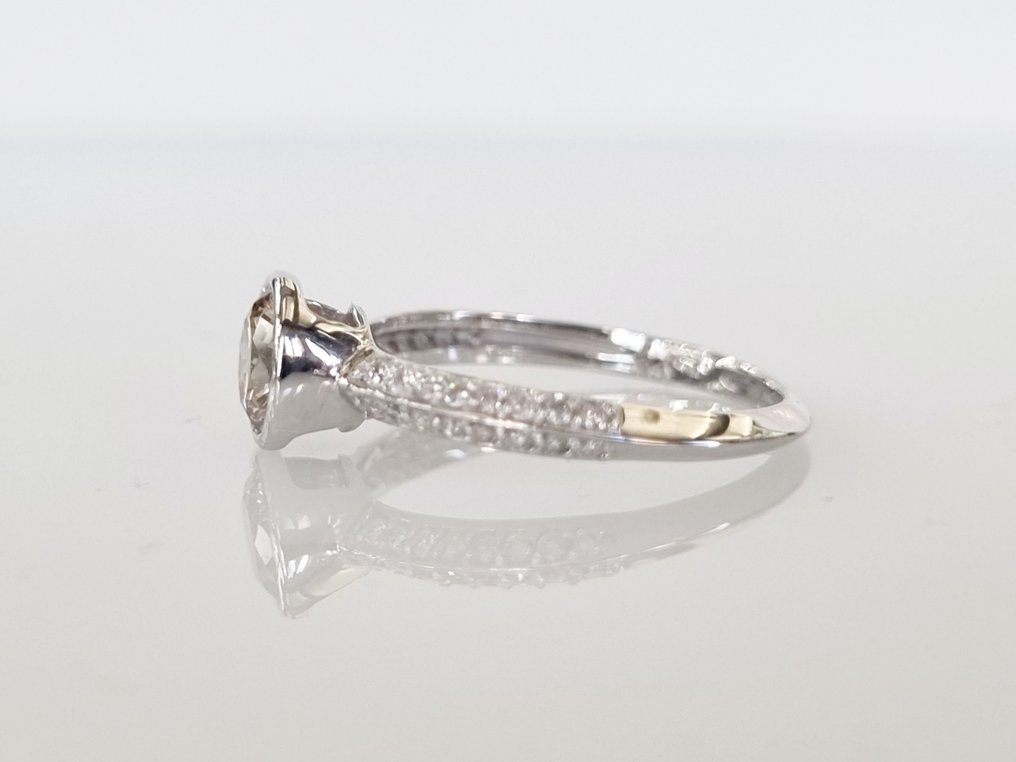 Engagement ring - 14 kt. White gold -  0.86 tw. Diamond  (Natural) #3.1