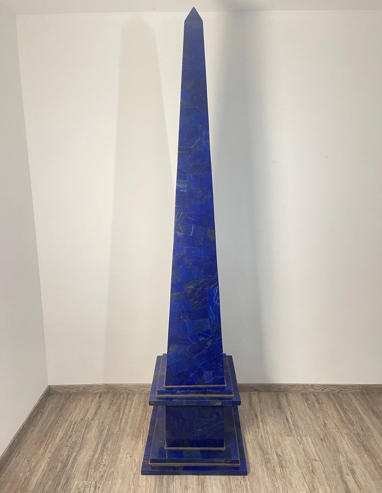 Rare handmade lapis lazuli Obelisk - Height: 225 cm - Width: 55 cm- 93.89 kg - (1) #1.0