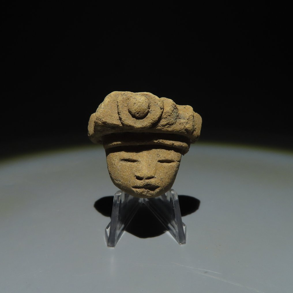 Teotihuacán, Μεξικό Terracotta Κεφάλι. 100 - 500 μ.Χ. 3,2 cm H. Ισπανική Άδεια Εισαγωγής. #1.2
