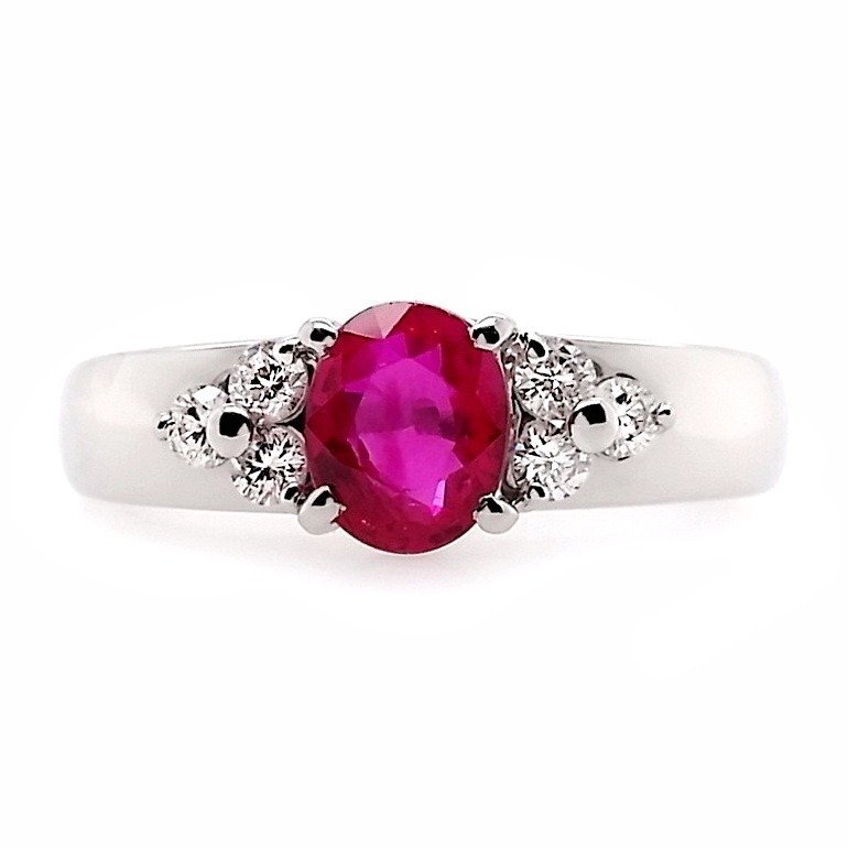 Δαχτυλίδι Πλατίνα Ρουμπίνι - Διαμάντι  #1.1
