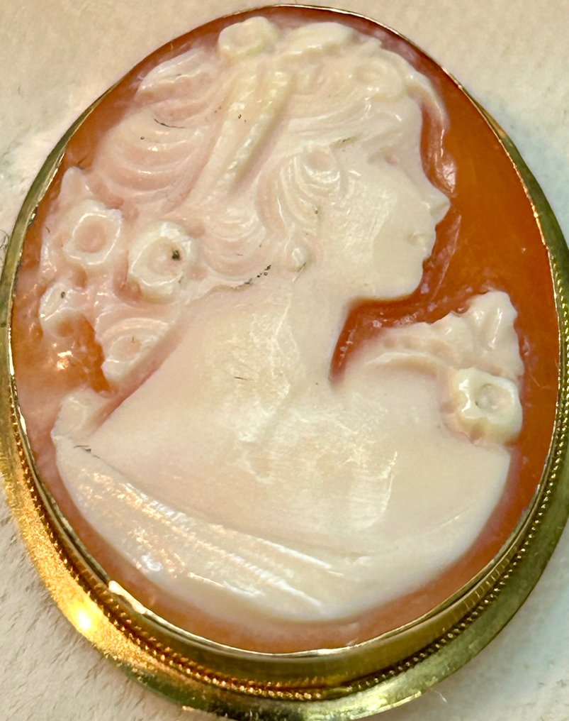 胸针 - 18K包金 黄金 珊瑚 - 珊瑚 #4.3