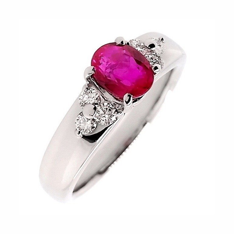 Δαχτυλίδι Πλατίνα Ρουμπίνι - Διαμάντι  #1.2