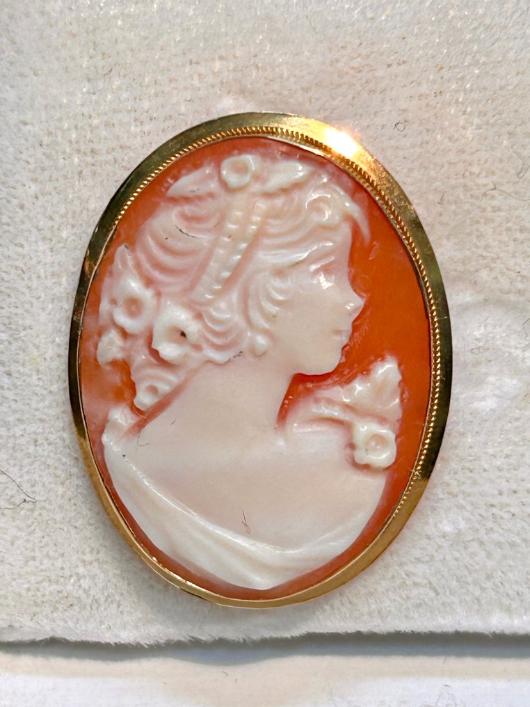 胸针 - 18K包金 黄金 珊瑚 - 珊瑚 #1.0