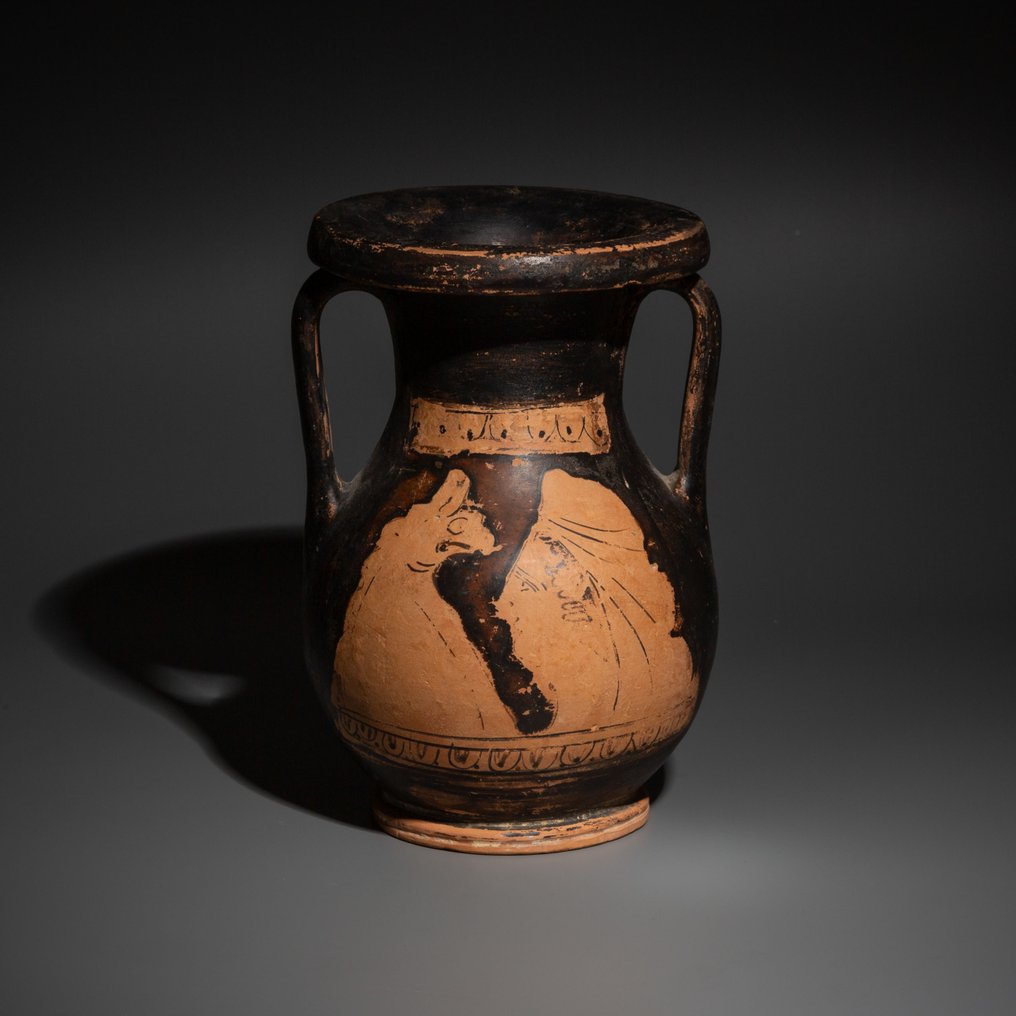 Grécia Antiga Cerâmica Pelike com Griffin e Amazonas. Estilo Kerch, Grupo "G". Século V a.C. 16,5 cm. #1.1