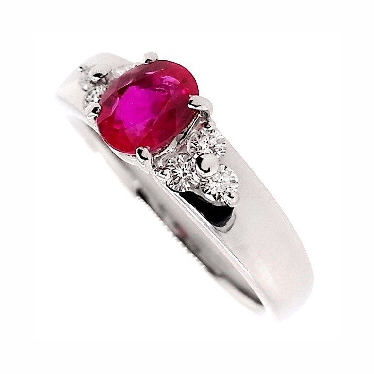 Δαχτυλίδι Πλατίνα Ρουμπίνι - Διαμάντι  #2.1