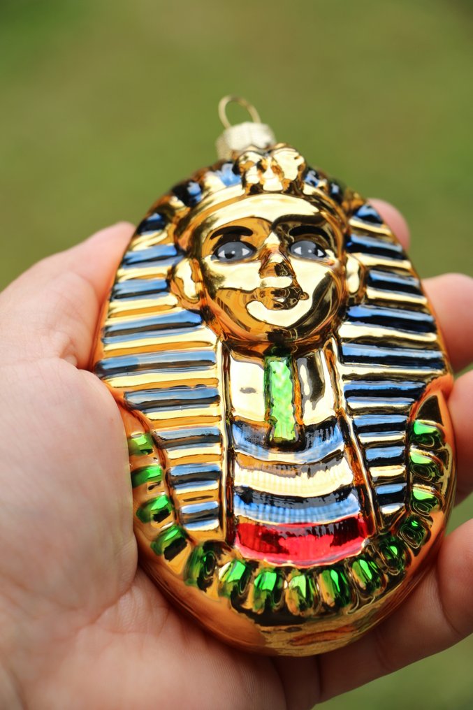 Inge-Magic: Toetanchamon gouden dodenmasker kerstornamet - Juleophæng figurer Inge-Magic (2) - Glas #2.1