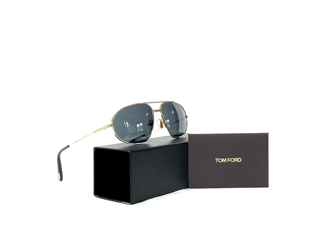 Tom Ford - Bradford, TF771-30A, Cat.: *3, Shiny Gold & Dark Blue, AR+, Signature Gold T temple elements - 墨鏡 #2.1
