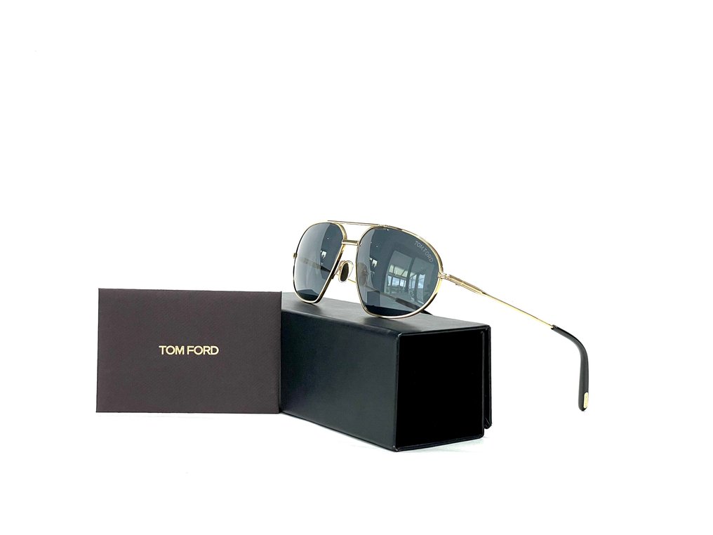 Tom Ford - Bradford, TF771-30A, Cat.: *3, Shiny Gold & Dark Blue, AR+, Signature Gold T temple elements - 墨鏡 #1.0