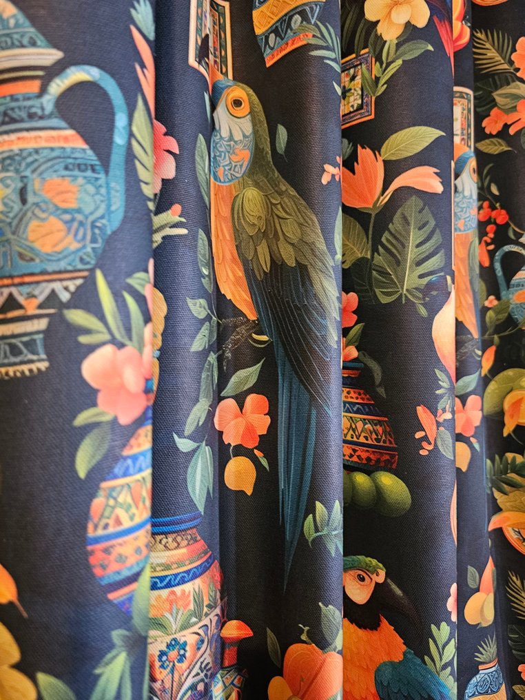 600x140cm! Eksklusivt bohem-stoff med papegøyer - kunstnerisk design - Tekstil  - 600 cm - 140 cm #4.3